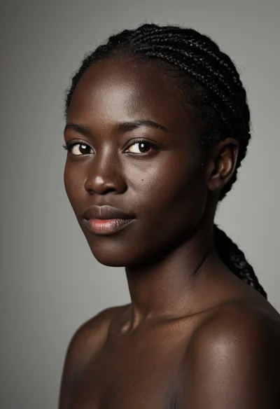 Afrikanisch, Männlich, Schwarz Haare, Braun Augen – KI Portrait