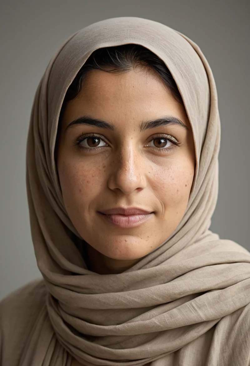 Arabisch, Weiblich, Schwarz Haare, Braun Augen – KI Portrait