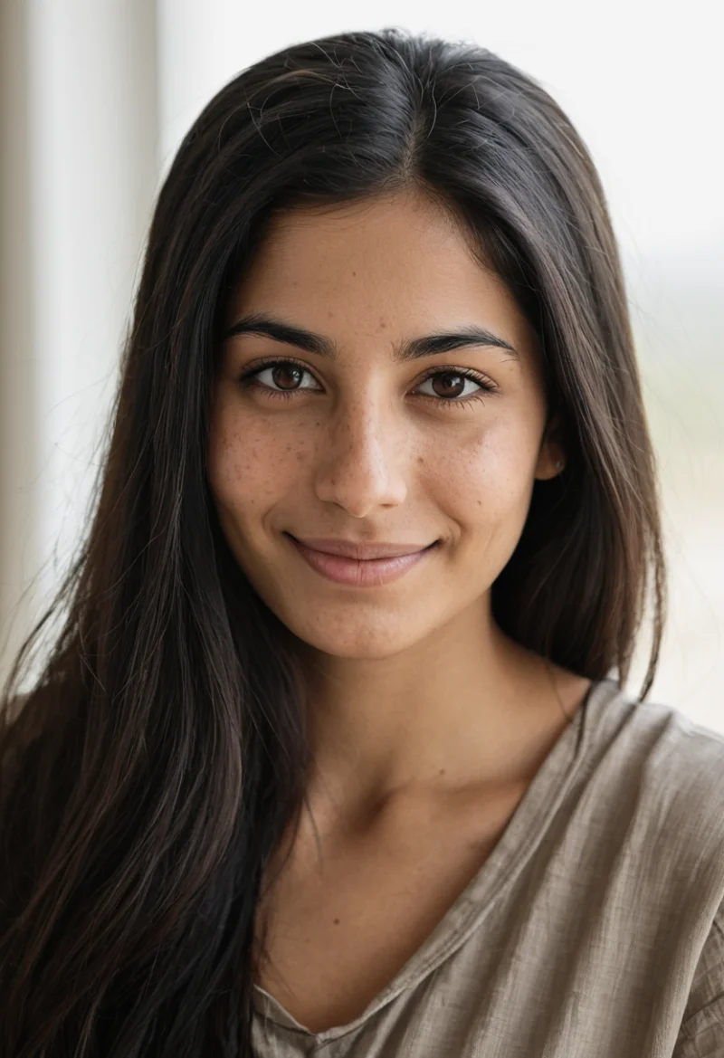 Arabisch, Weiblich, Schwarz Haare, Braun Augen – KI Portrait