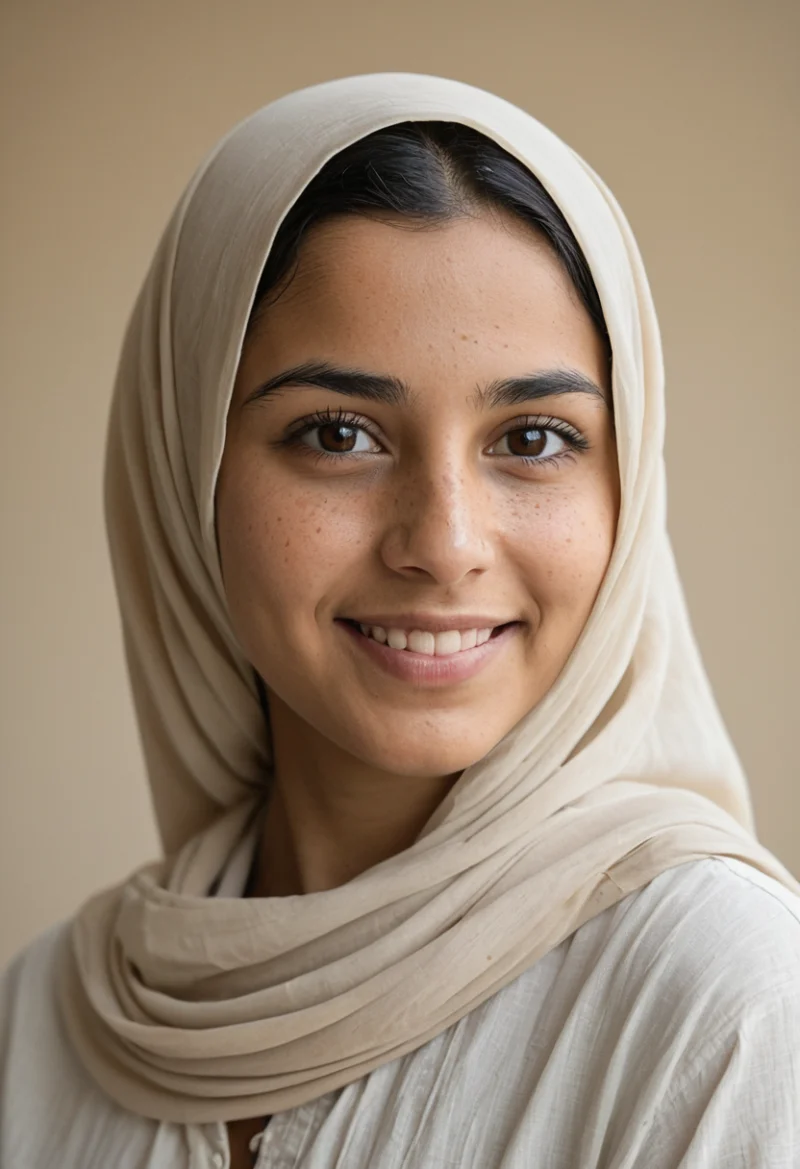 Arabisch, Weiblich, Schwarz Haare, Braun Augen – KI Portrait