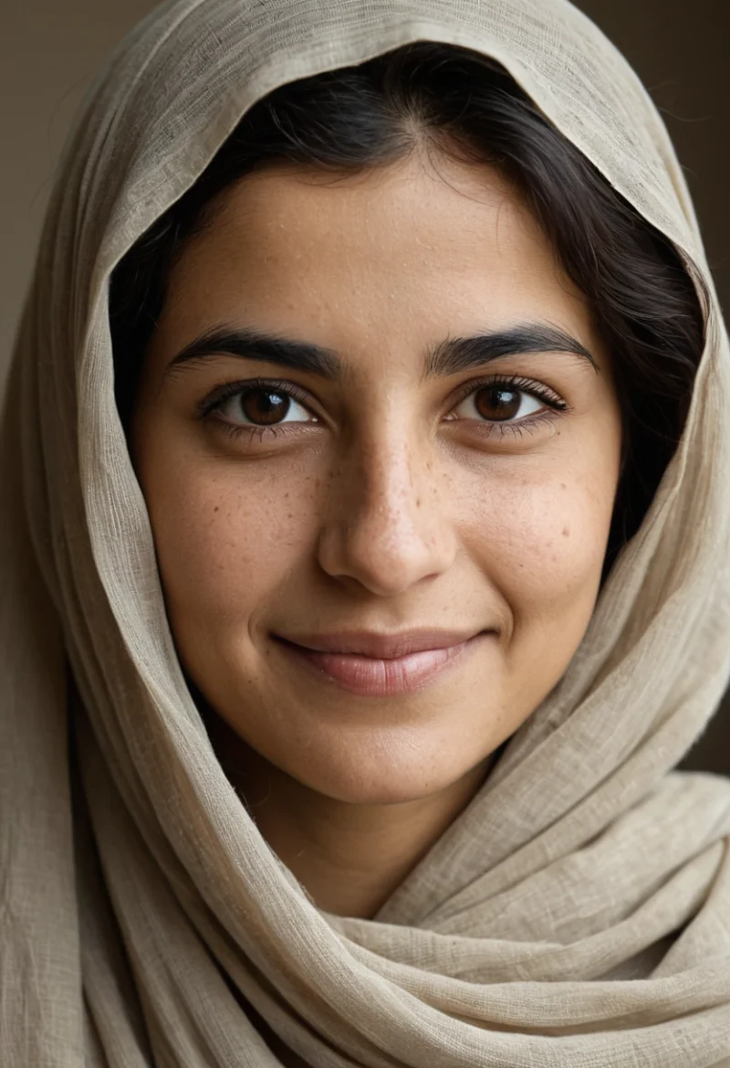 Arabisch, Weiblich, Schwarz Haare, Braun Augen – KI Portrait