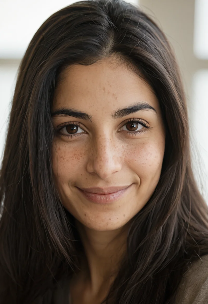 Arabisch, Weiblich, Schwarz Haare, Braun Augen – KI Portrait