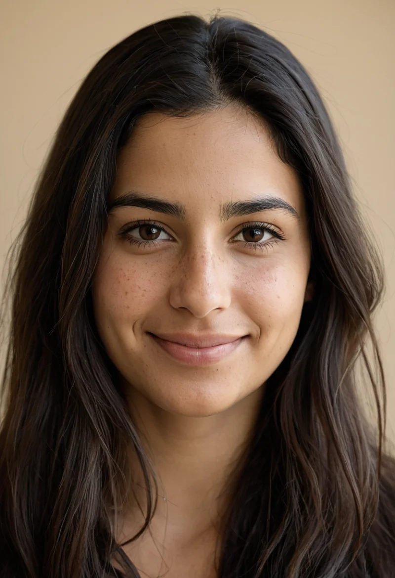 Arabisch, Weiblich, Schwarz Haare, Braun Augen – KI Portrait