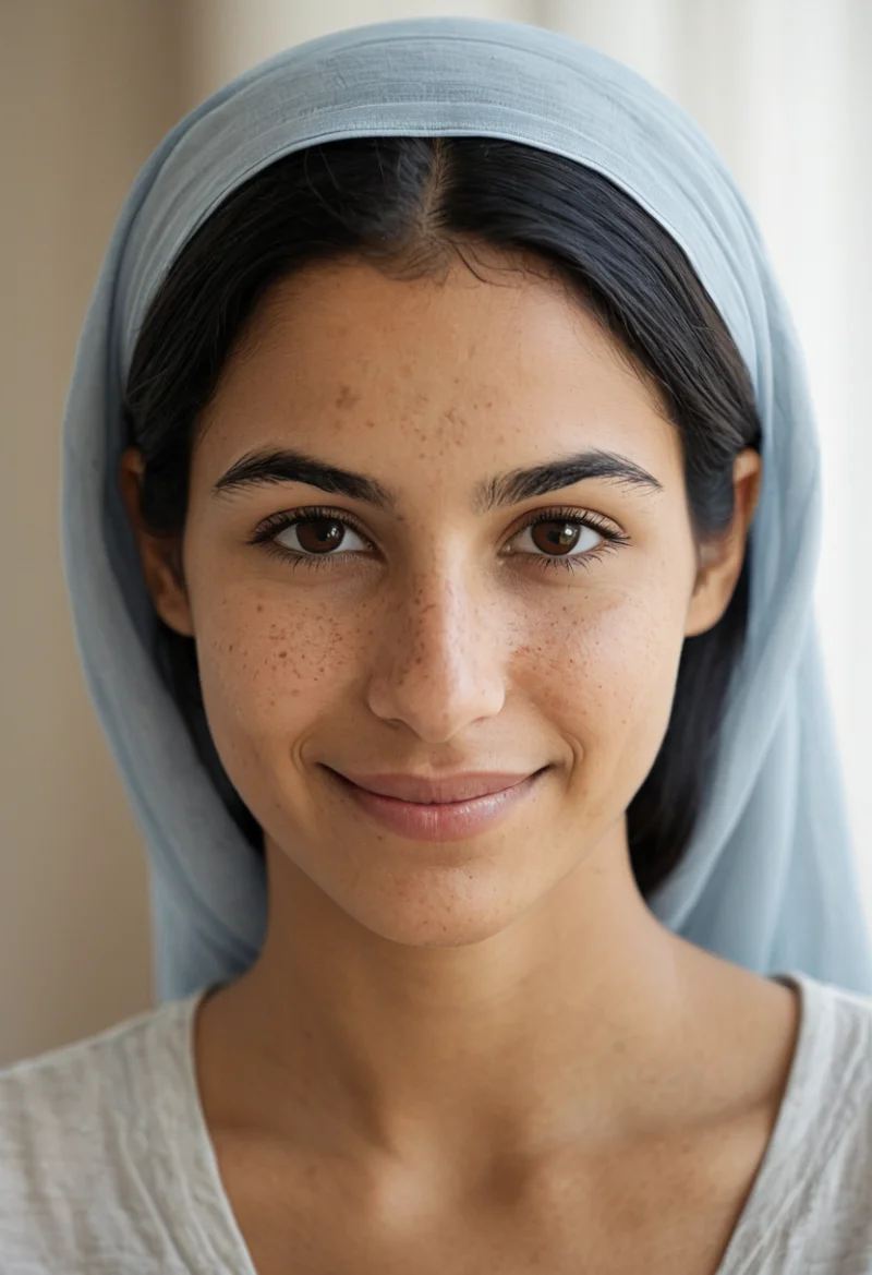 Arabisch, Weiblich, Schwarz Haare, Braun Augen – KI Portrait