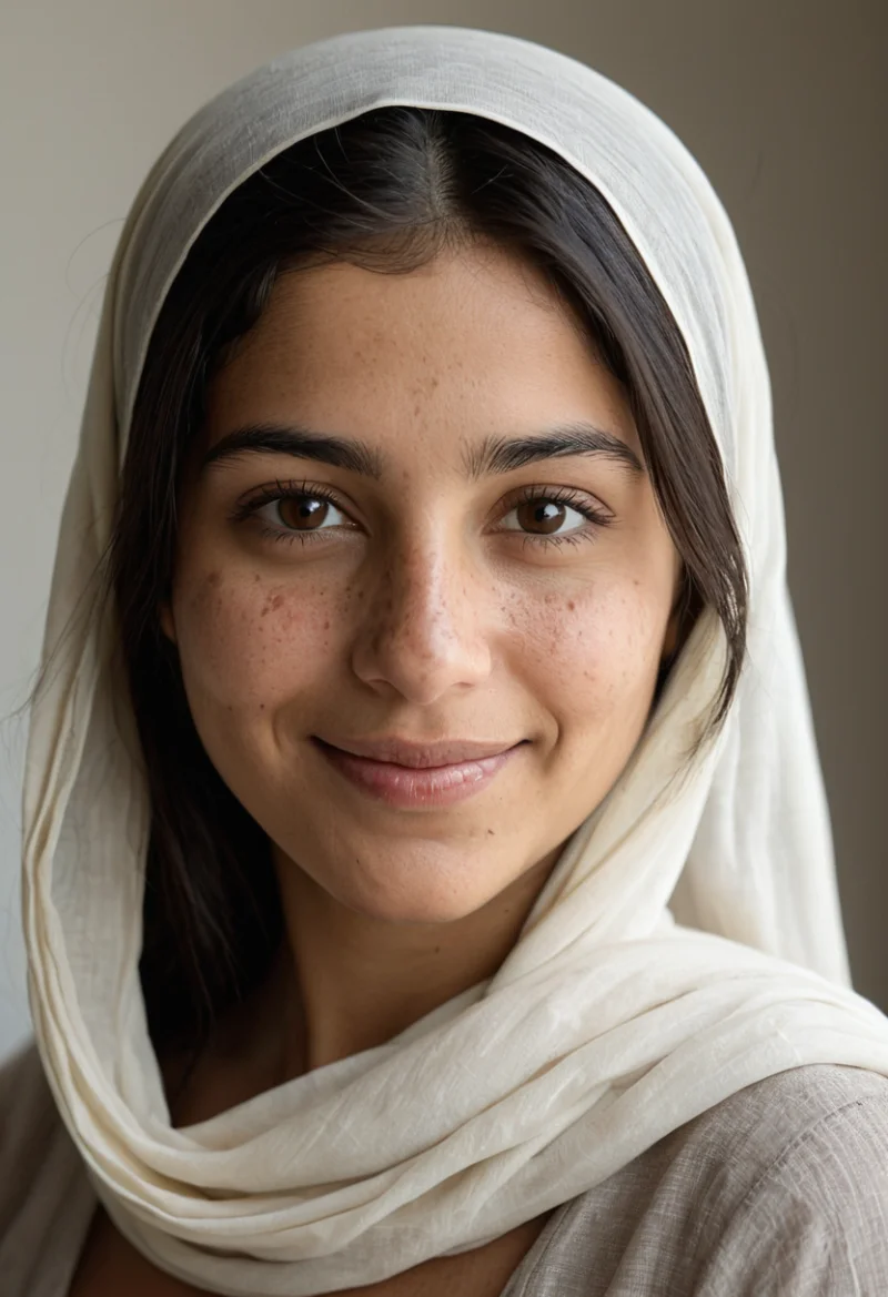 Arabisch, Weiblich, Schwarz Haare, Braun Augen – KI Portrait