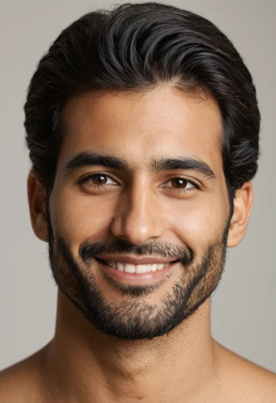 Arabisch, Männlich, Schwarz Haare, Braun Augen – KI Portrait