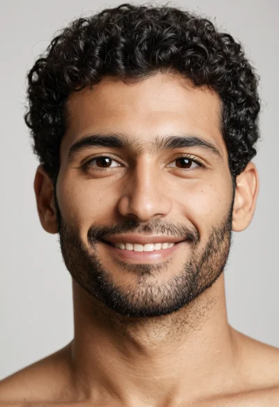 Arabisch, Männlich, Schwarz Haare, Braun Augen – KI Portrait