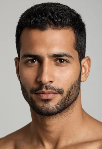 Arabisch, Männlich, Schwarz Haare, Braun Augen – KI Portrait