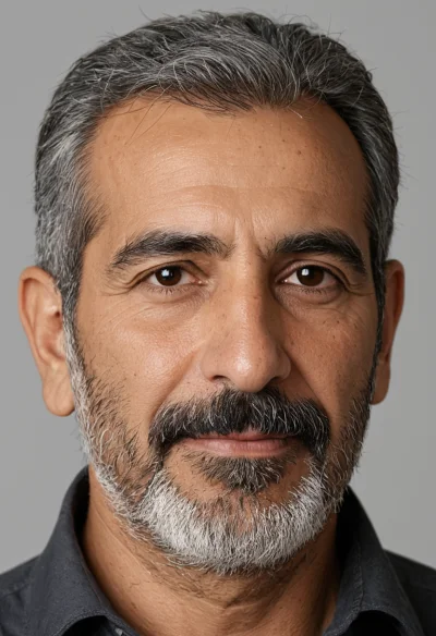 Arabisch, Männlich, Grau Haare, Braun Augen – KI Portrait