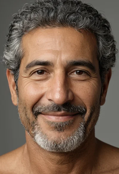 Arabisch, Männlich, Grau Haare, Braun Augen – KI Portrait