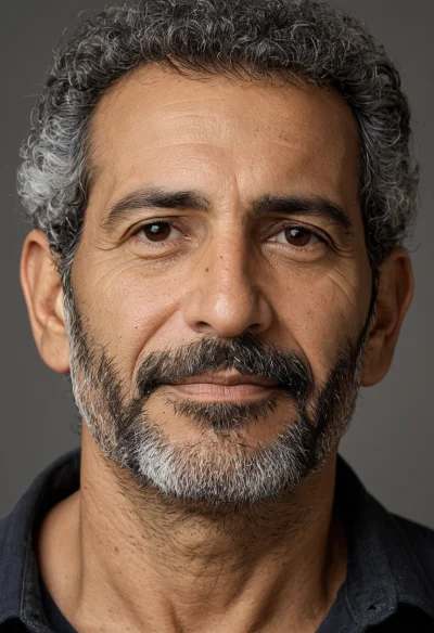 Arabisch, Männlich, Grau Haare, Braun Augen – KI Portrait