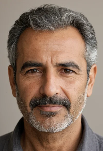Arabisch, Männlich, Grau Haare, Braun Augen – KI Portrait