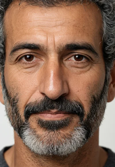 Arabisch, Männlich, Grau Haare, Braun Augen – KI Portrait