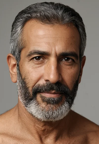 Arabisch, Männlich, Grau Haare, Braun Augen – KI Portrait