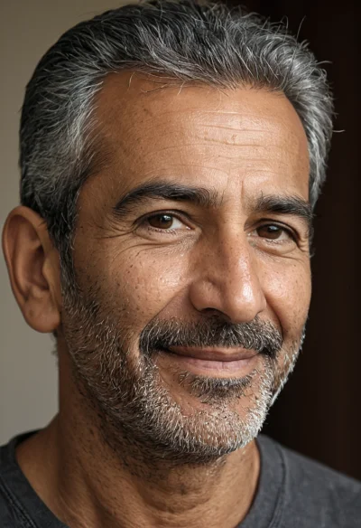 Arabisch, Männlich, Grau Haare, Braun Augen – KI Portrait