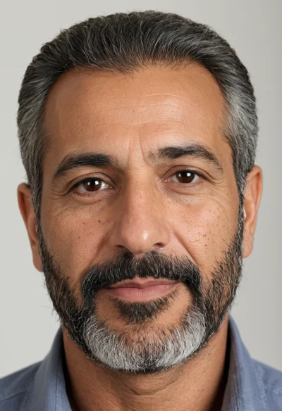 Arabisch, Männlich, Grau Haare, Braun Augen – KI Portrait