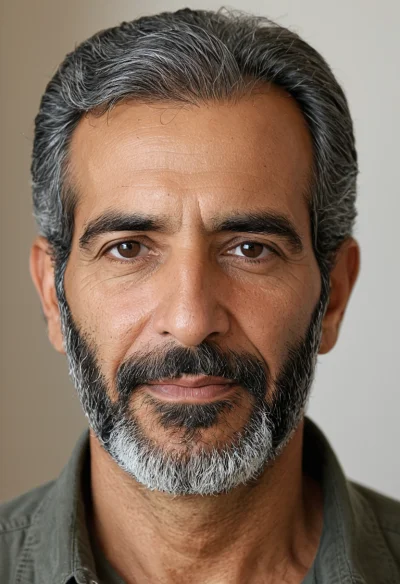 Arabisch, Männlich, Grau Haare, Braun Augen – KI Portrait