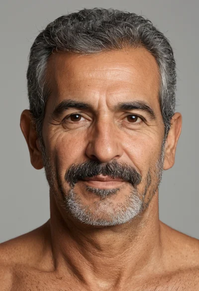 Arabisch, Männlich, Grau Haare, Braun Augen – KI Portrait