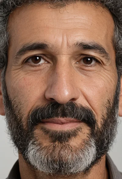 Arabisch, Männlich, Grau Haare, Braun Augen – KI Portrait