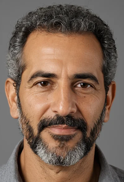 Arabisch, Männlich, Grau Haare, Braun Augen – KI Portrait