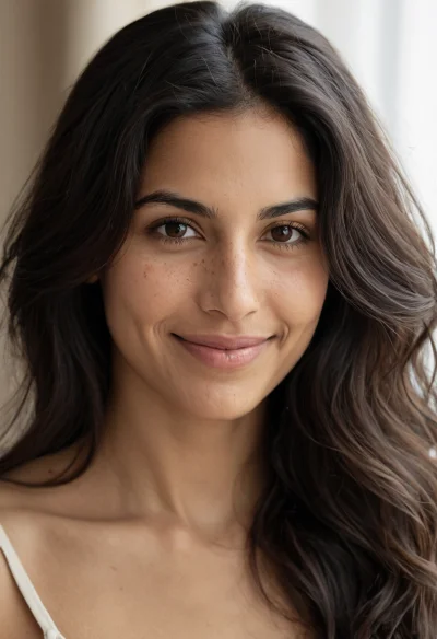 Arabisch, Weiblich, Schwarz Haare, Braun Augen – KI Portrait