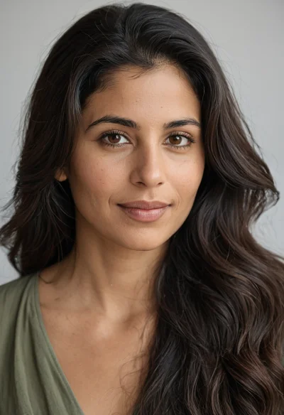 Arabisch, Weiblich, Schwarz Haare, Braun Augen – KI Portrait