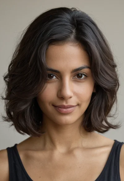 Arabisch, Weiblich, Schwarz Haare, Braun Augen – KI Portrait