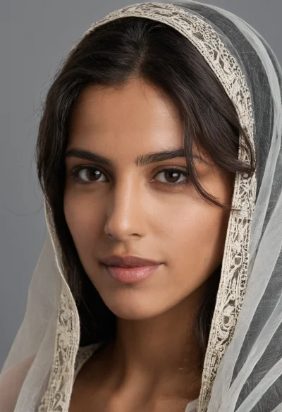 Arabisch, Weiblich, Schwarz Haare, Braun Augen – KI Portrait