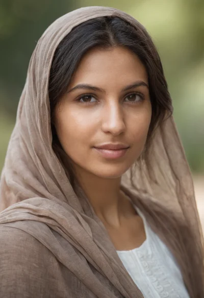 Arabisch, Weiblich, Schwarz Haare, Braun Augen – KI Portrait