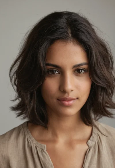 Arabisch, Weiblich, Schwarz Haare, Braun Augen – KI Portrait