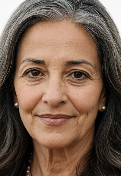 Arabisch, Weiblich, Grau Haare, Braun Augen – KI Portrait