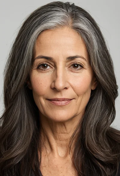 Arabisch, Weiblich, Grau Haare, Braun Augen – KI Portrait