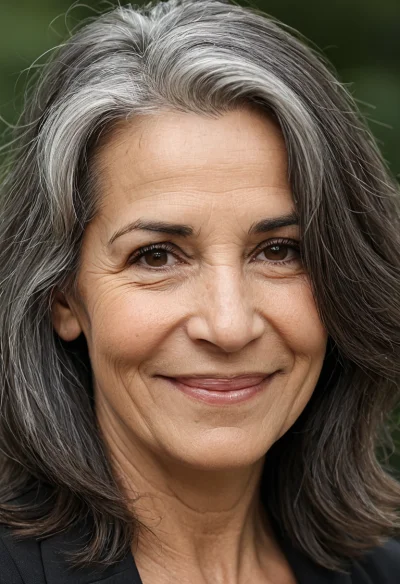 Arabisch, Weiblich, Grau Haare, Braun Augen – KI Portrait