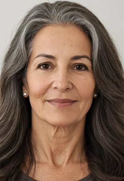 Arabisch, Weiblich, Grau Haare, Braun Augen – KI Portrait