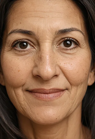 Arabisch, Weiblich, Grau Haare, Braun Augen – KI Portrait