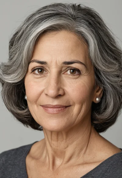 Arabisch, Weiblich, Grau Haare, Braun Augen – KI Portrait
