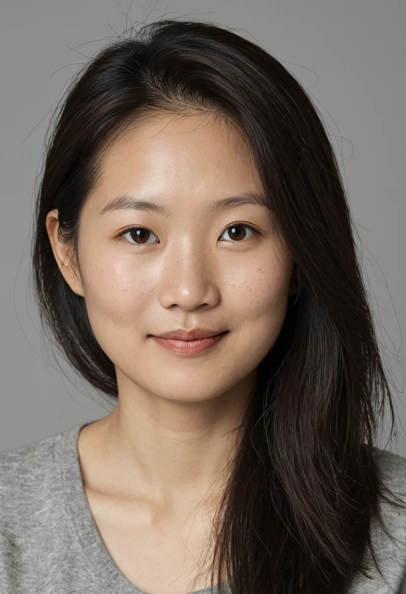 Asiatisch, Weiblich, Schwarz Haare, Braun Augen – KI Portrait
