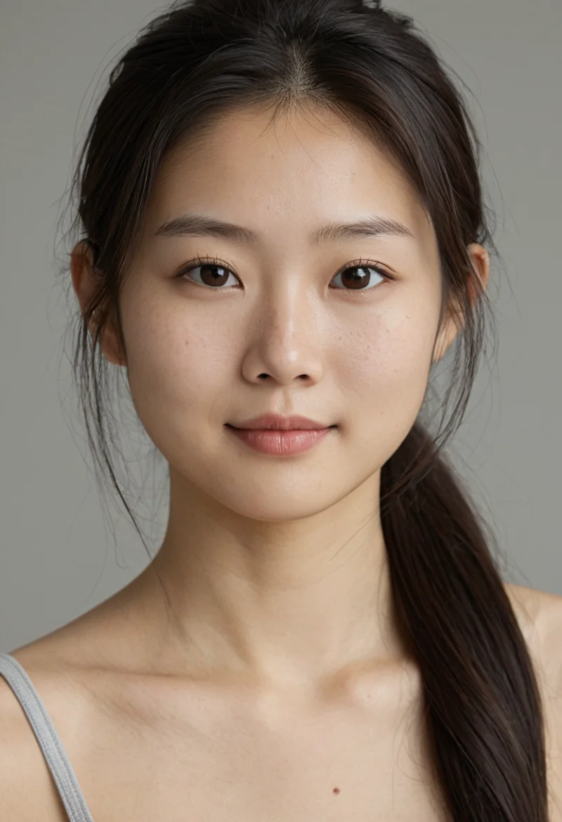 Asiatisch, Weiblich, Schwarz Haare, Braun Augen – KI Portrait