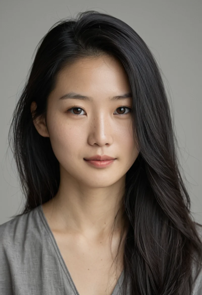 Asiatisch, Weiblich, Schwarz Haare, Braun Augen – KI Portrait