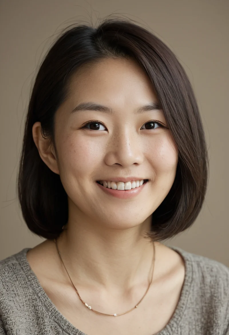 Asiatisch, Weiblich, Schwarz Haare, Braun Augen – KI Portrait
