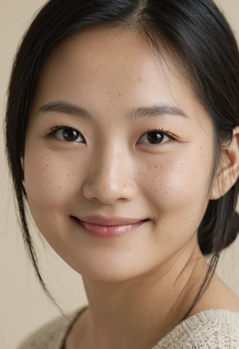 Asiatisch, Weiblich, Schwarz Haare, Braun Augen – KI Portrait