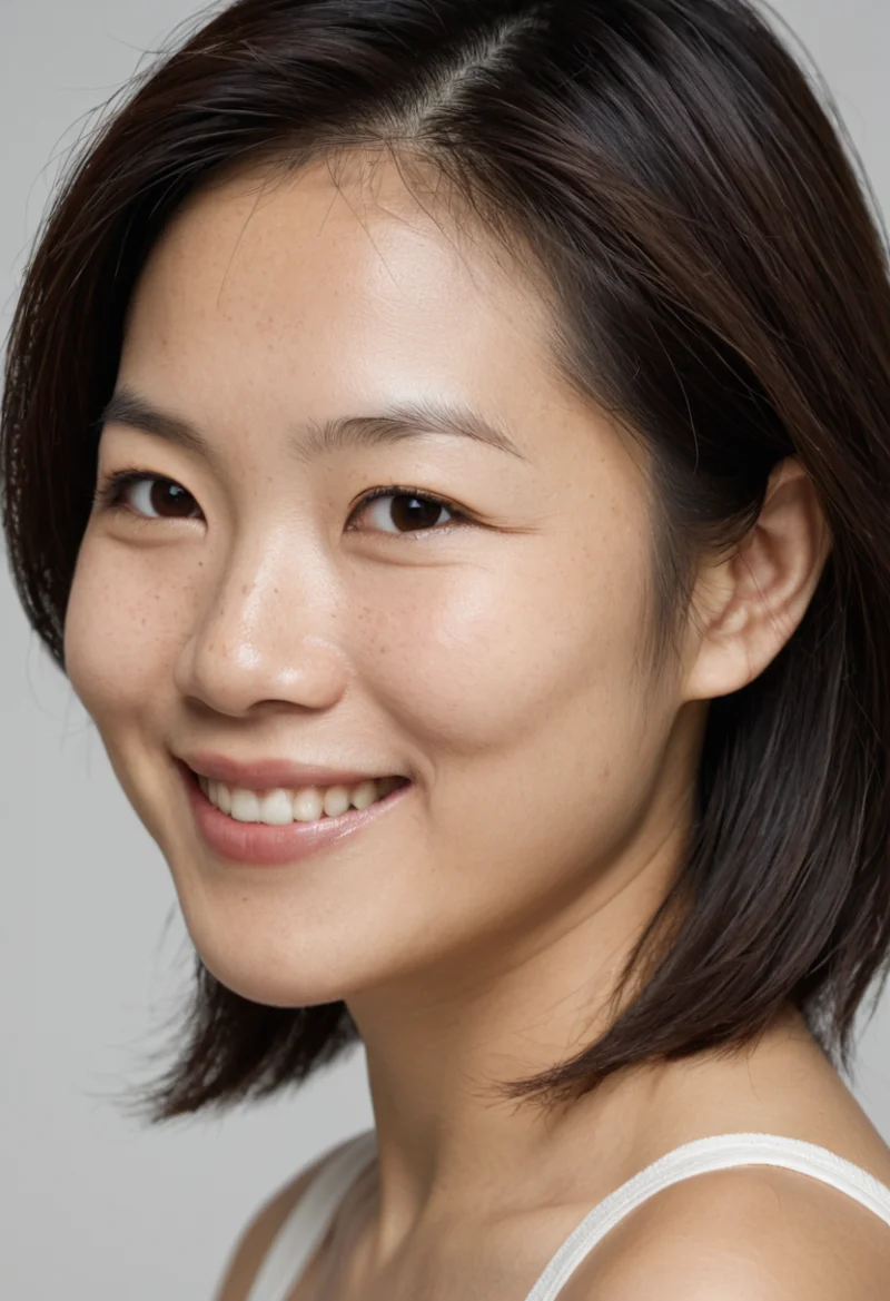Asiatisch, Weiblich, Schwarz Haare, Braun Augen – KI Portrait