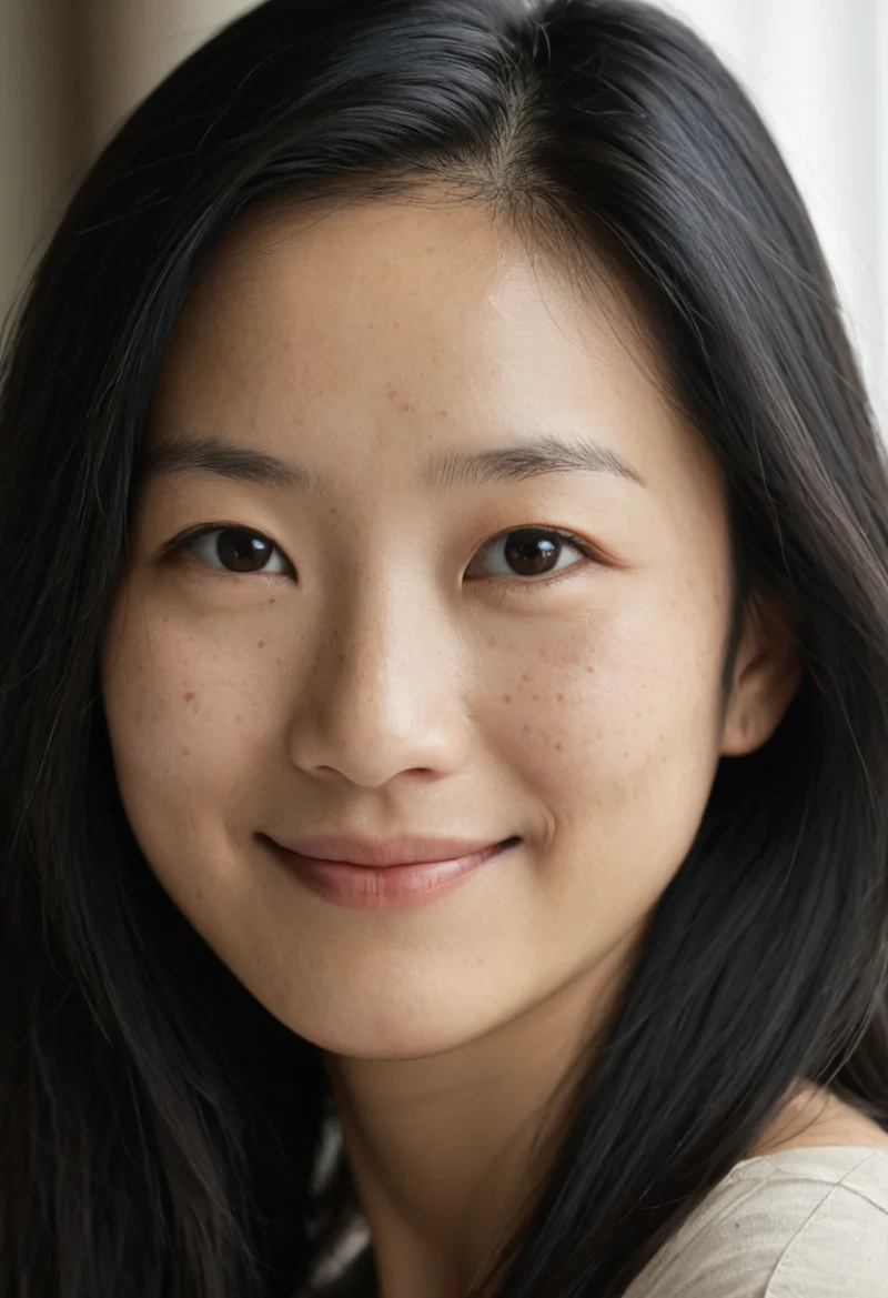 Asiatisch, Weiblich, Schwarz Haare, Braun Augen – KI Portrait