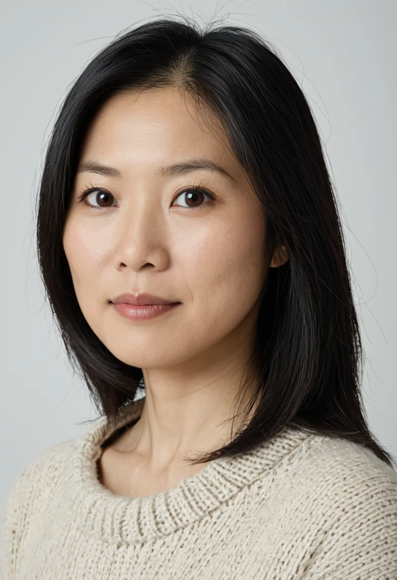Asiatisch, Weiblich, Schwarz Haare, Braun Augen – KI Portrait