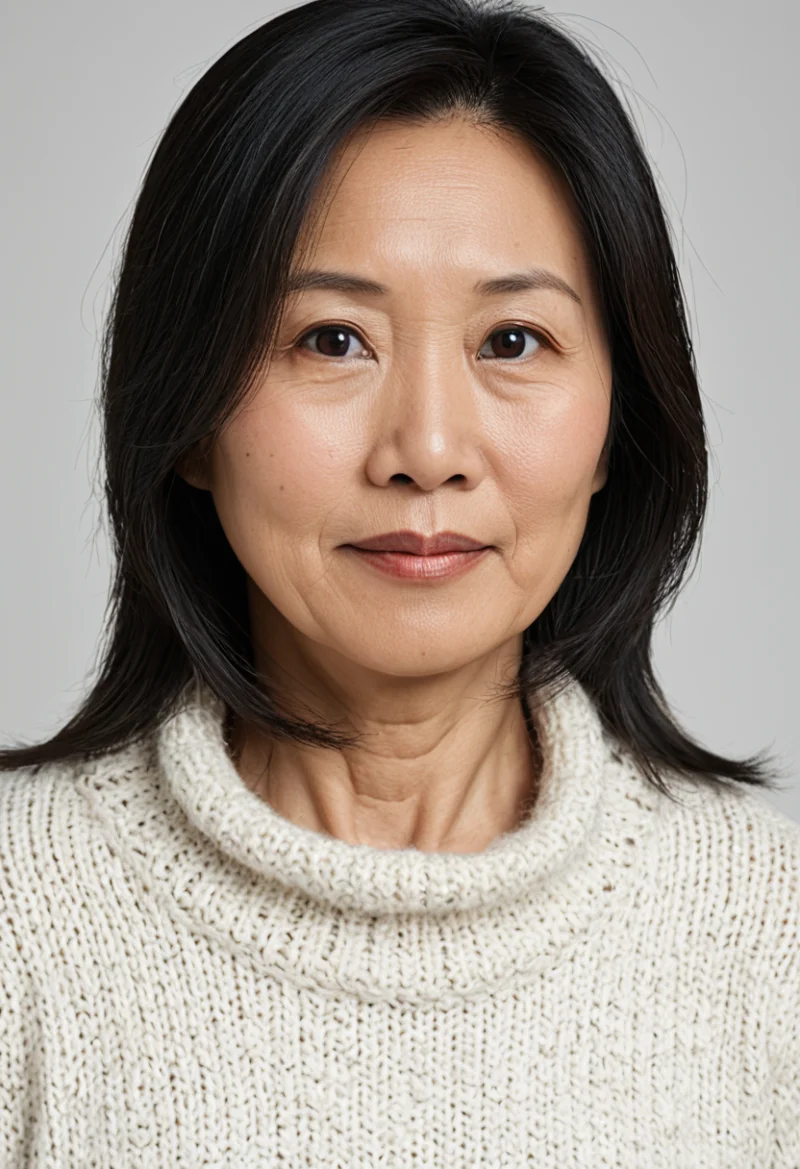 Asiatisch, Weiblich, Schwarz Haare, Braun Augen – KI Portrait