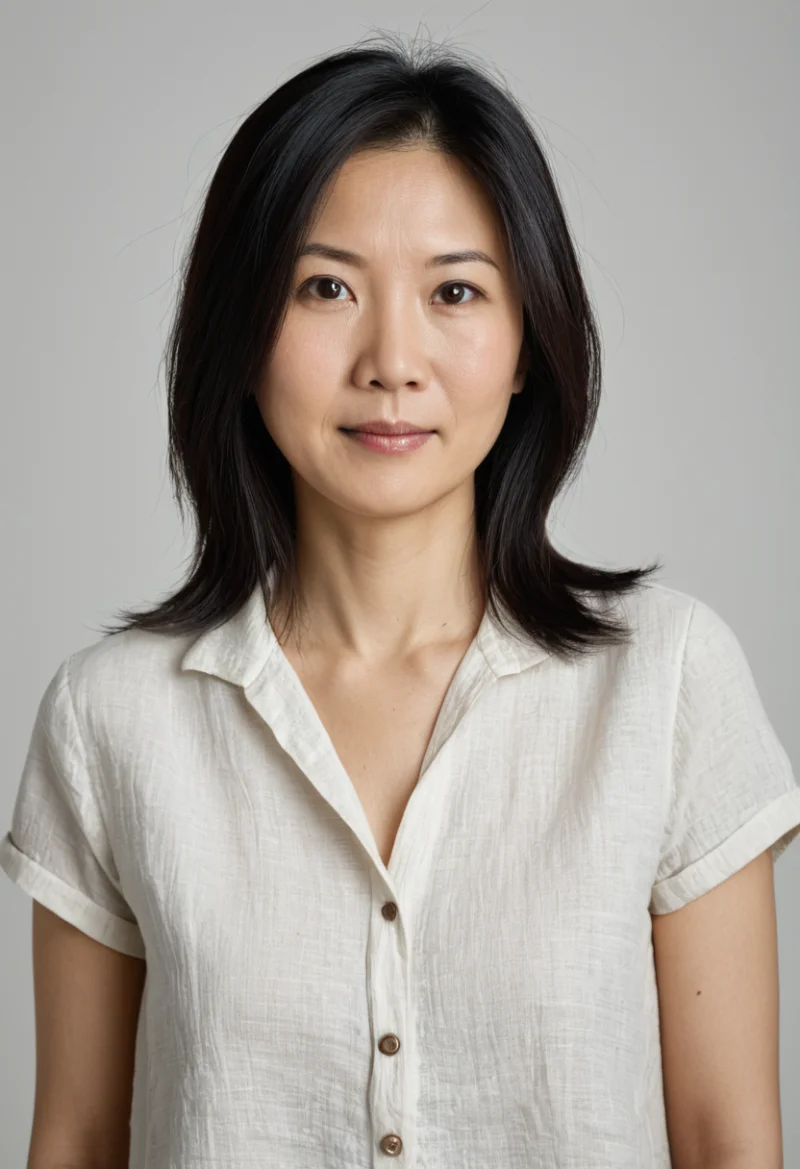 Asiatisch, Weiblich, Schwarz Haare, Braun Augen – KI Portrait