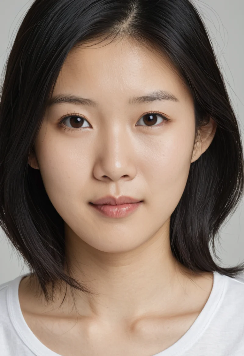 Asiatisch, Weiblich, Schwarz Haare, Braun Augen – KI Portrait