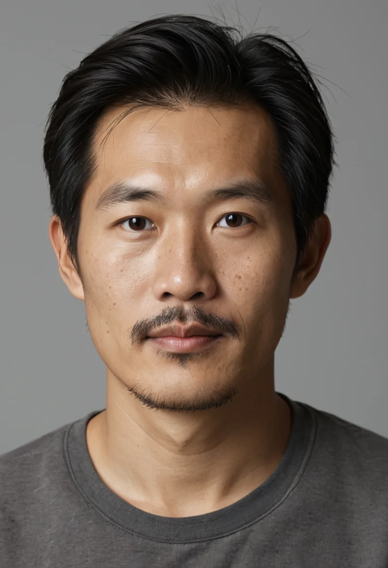 Asiatisch, Männlich, Schwarz Haare, Braun Augen – KI Portrait