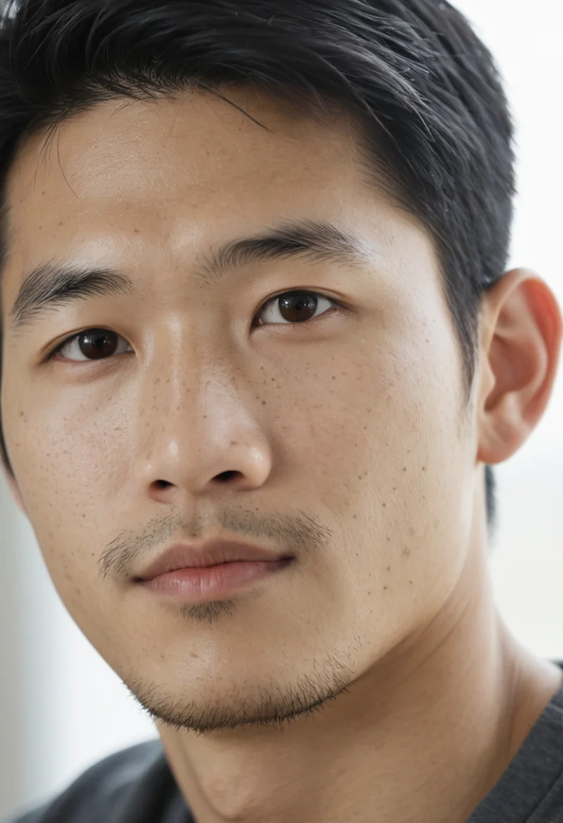 Asiatisch, Männlich, Schwarz Haare, Braun Augen – KI Portrait