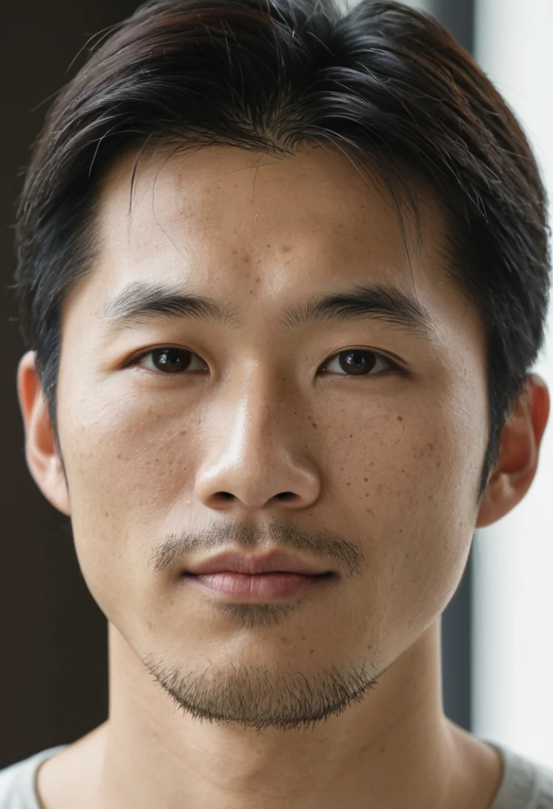 Asiatisch, Männlich, Schwarz Haare, Braun Augen – KI Portrait